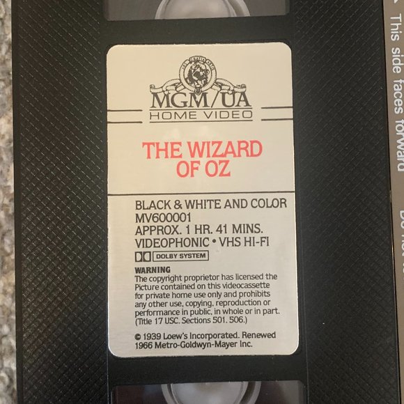 The Wizard of Oz Rare VHS (1985) MGM - Picture 8 of 9